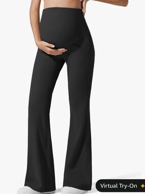 G4Free ribbed maternity flare yoga pant medium  black